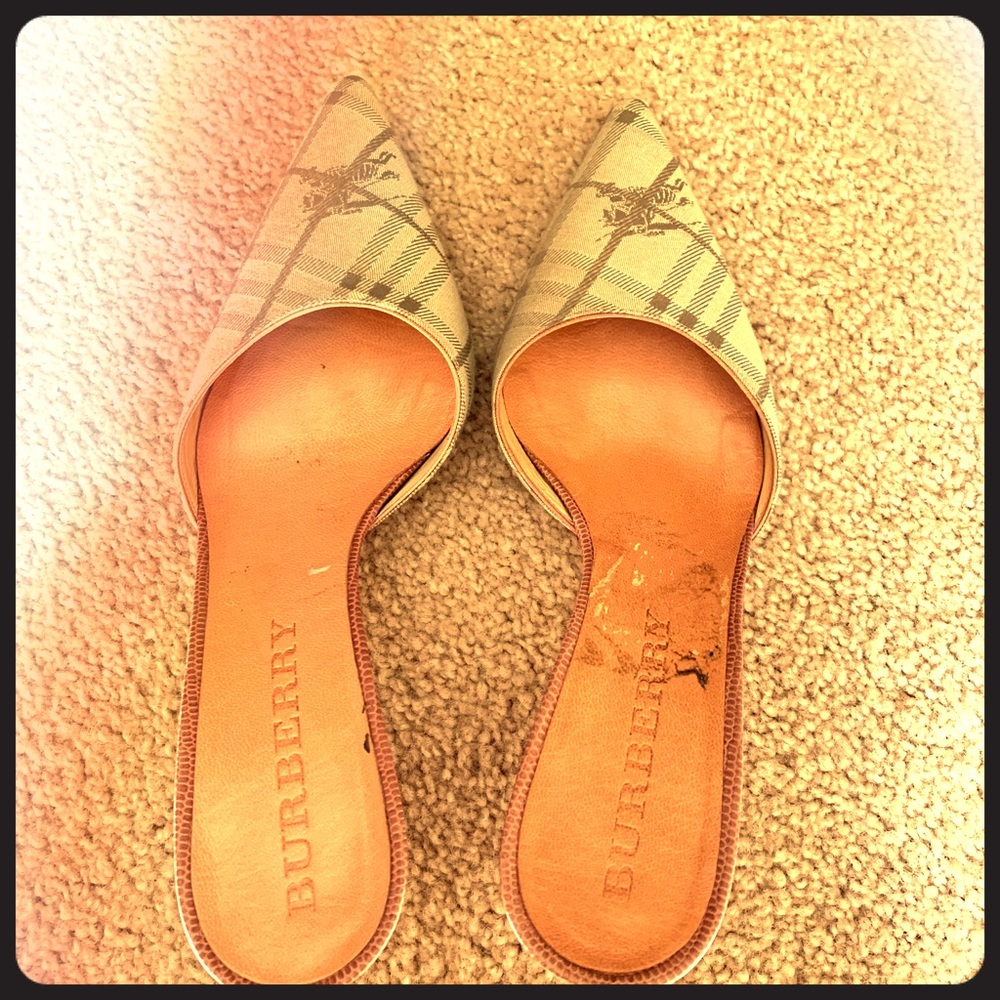 Burberry Mules with Kitten Heels, Women’s Size 6.5